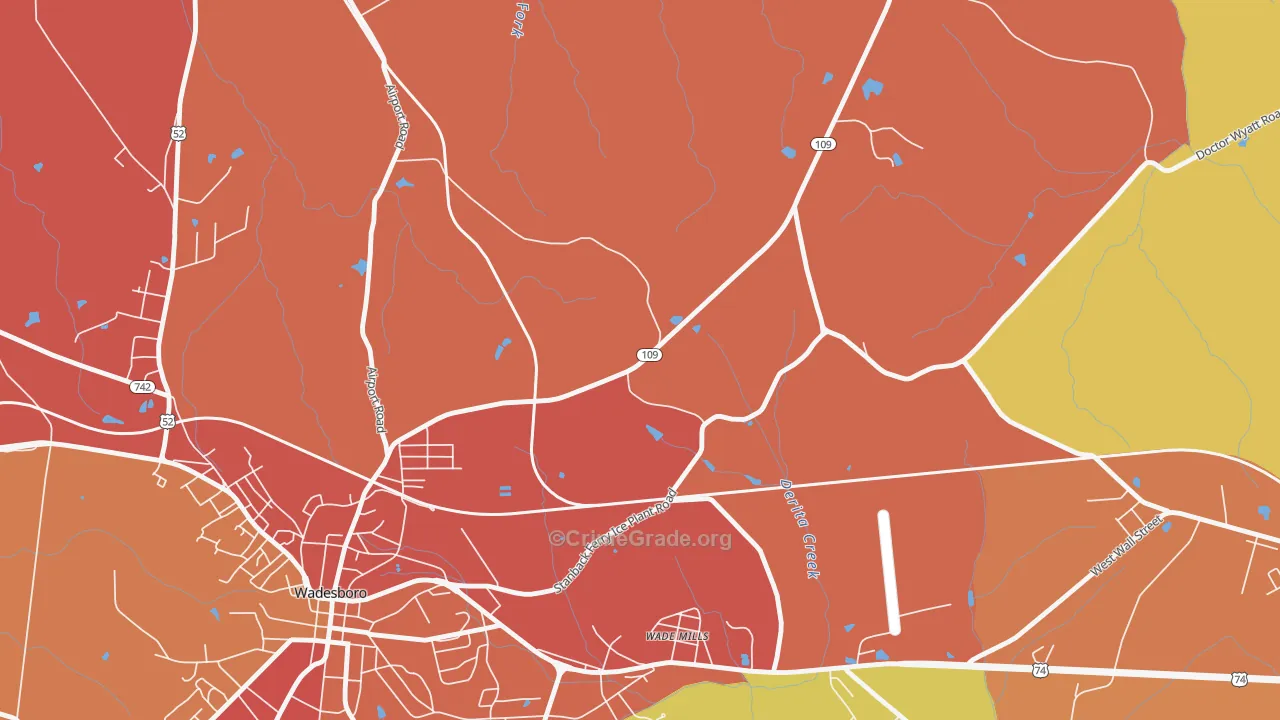 Wade Mills, NC Map of Vandalism Rates
