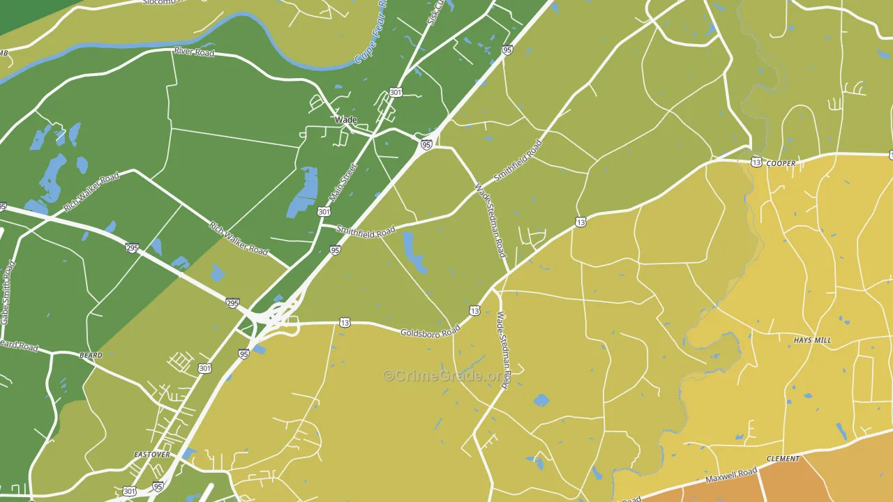 Wade, NC Map of Vandalism Rates