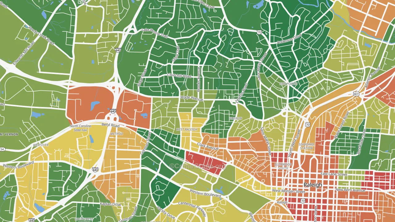 Wade, Raleigh, NC Map of Vandalism Rates
