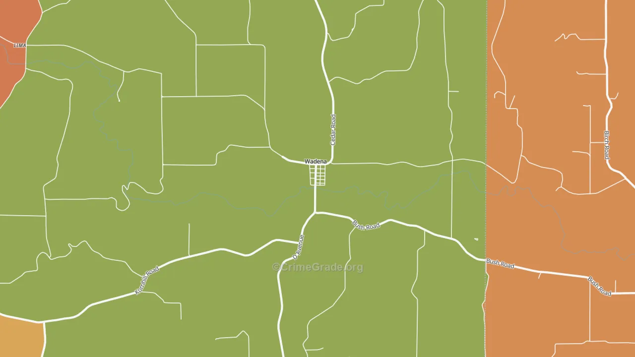 Wadena, IA Map of Vandalism Rates