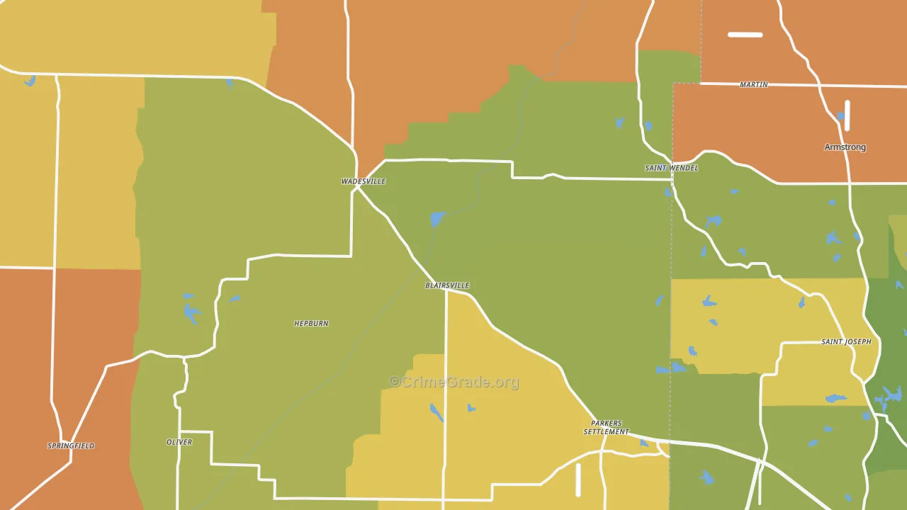 Wadesville, IN Map of Vandalism Rates