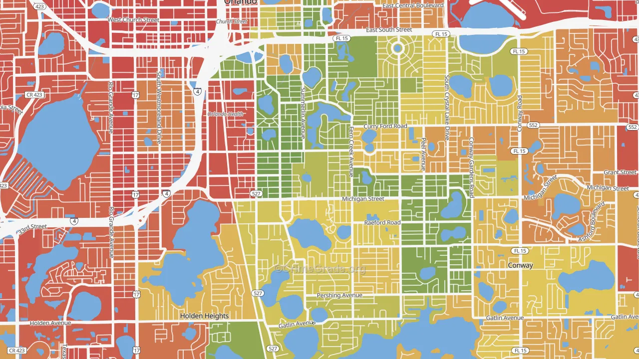 Wadeview Park, Orlando, FL Map of Vandalism Rates
