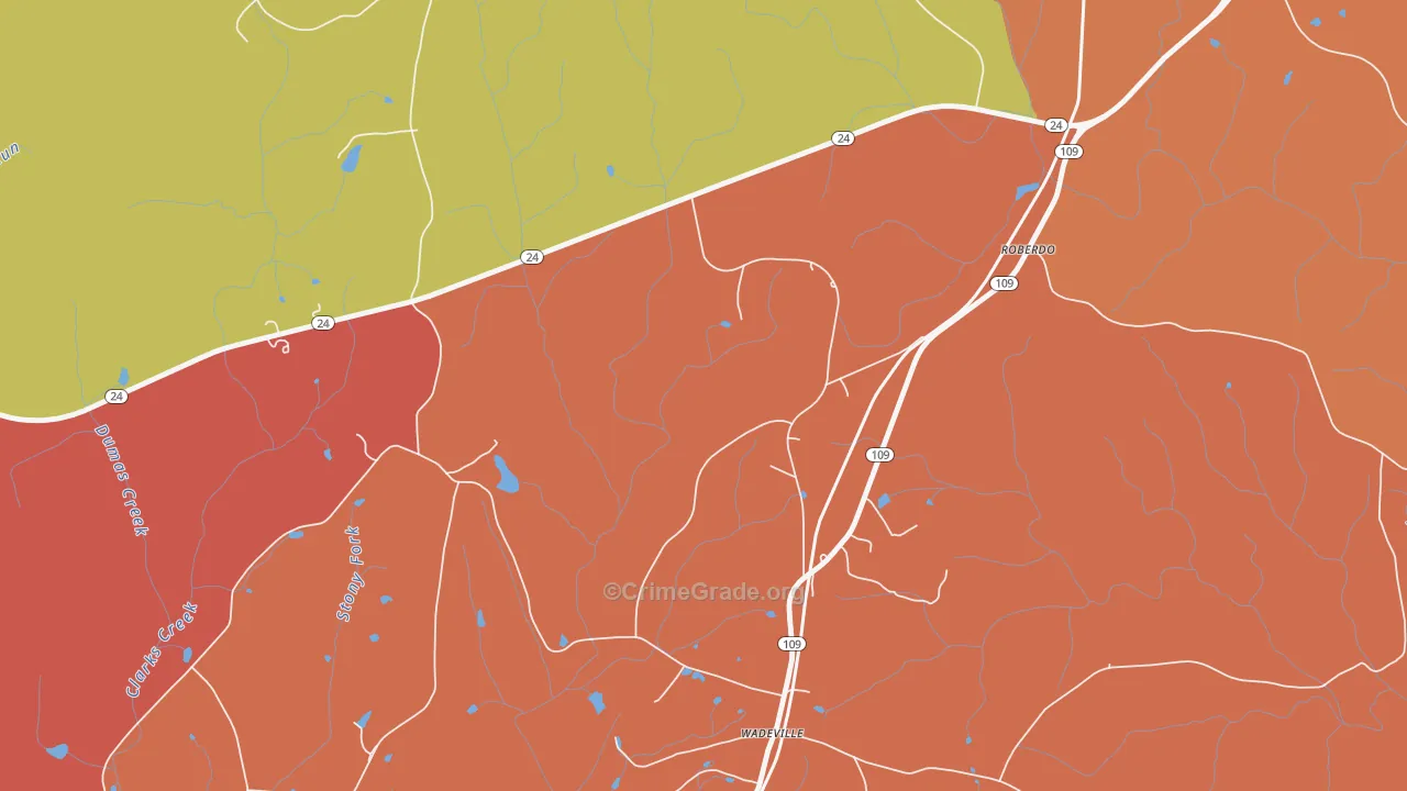 Wadeville, NC Map of Vandalism Rates
