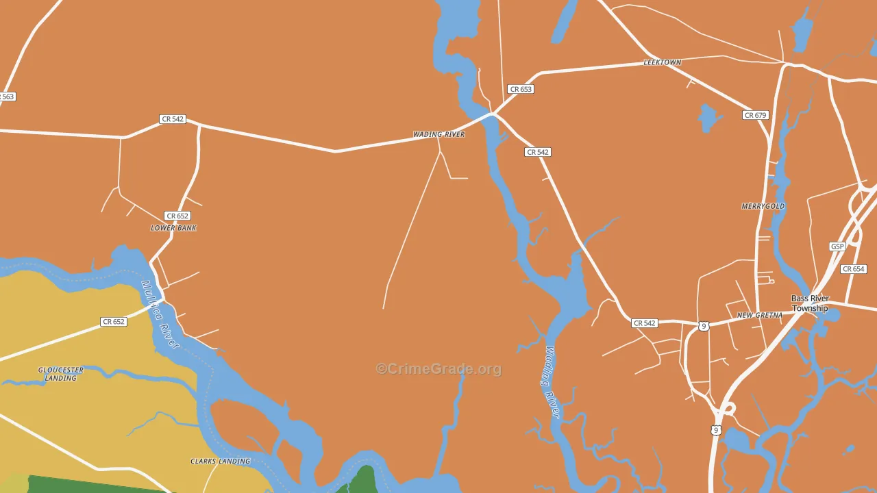 Wading River, NJ Map of Vandalism Rates