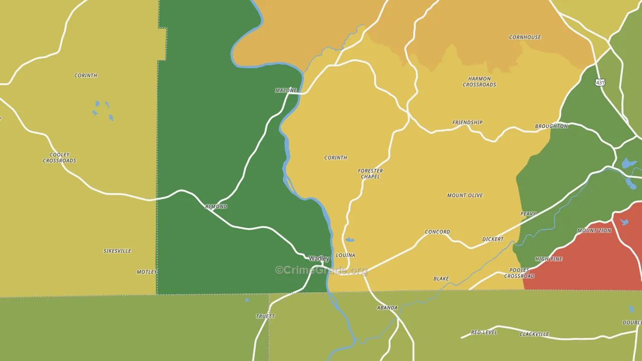 Wadley, AL Map of Vandalism Rates