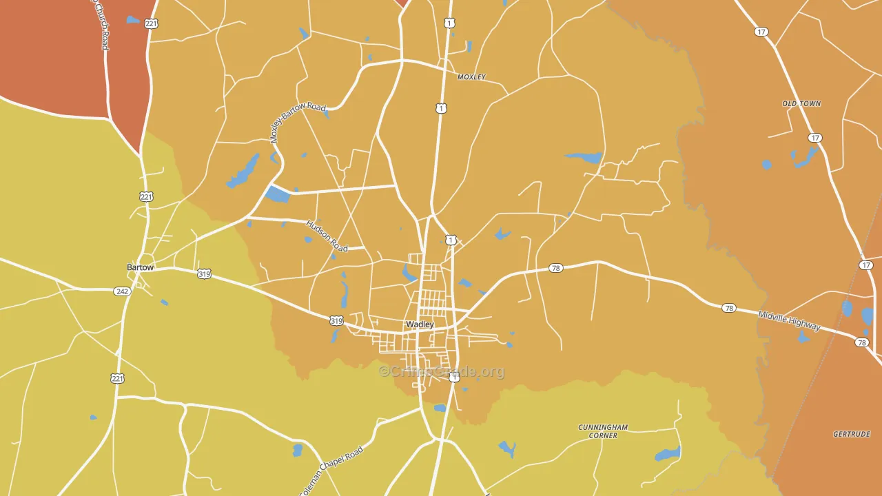 Wadley, GA Map of Vandalism Rates