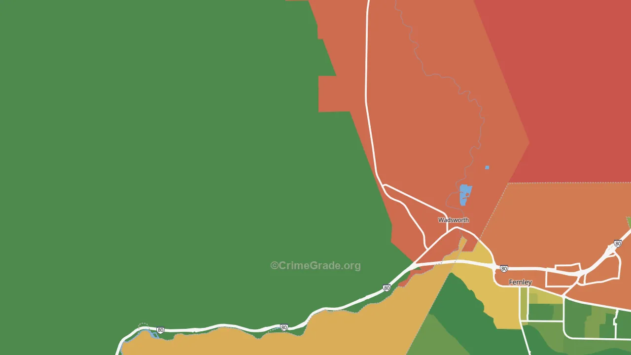 Wadsworth, NV Map of Vandalism Rates