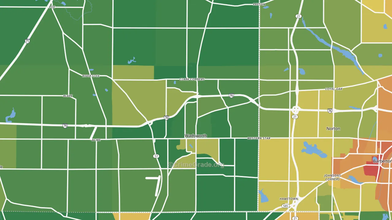 Wadsworth, OH Map of Vandalism Rates