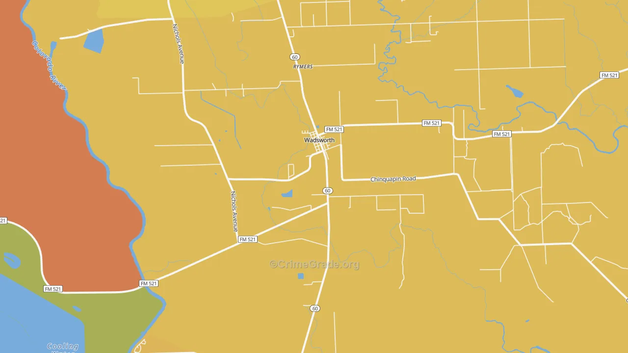 Wadsworth, TX Map of Vandalism Rates