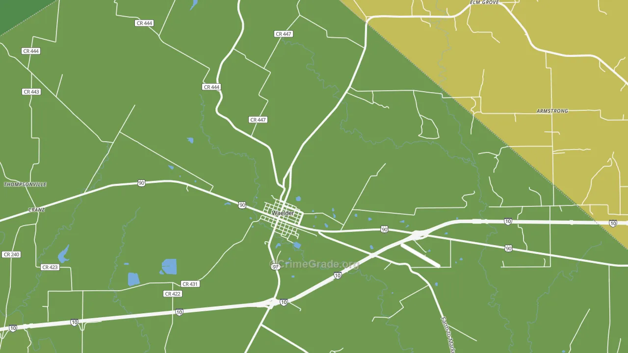 Waelder, TX Map of Vandalism Rates