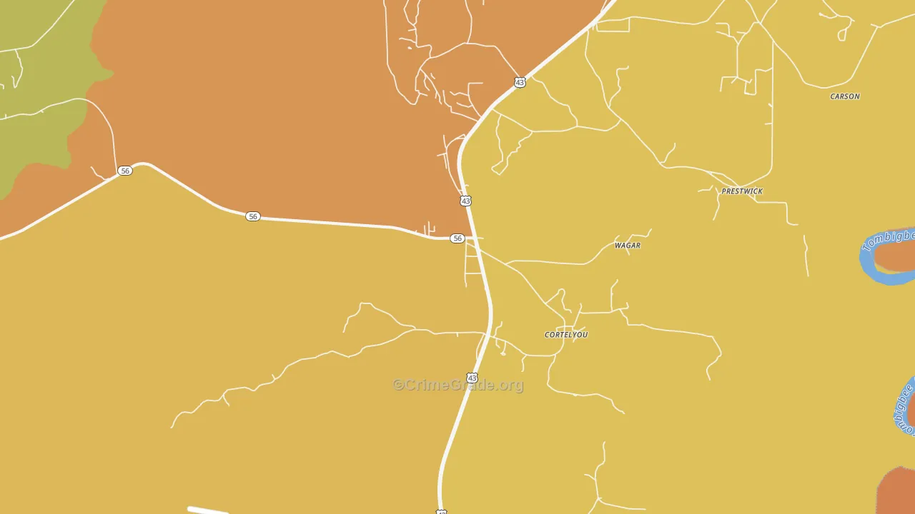 Wagarville, AL Map of Vandalism Rates