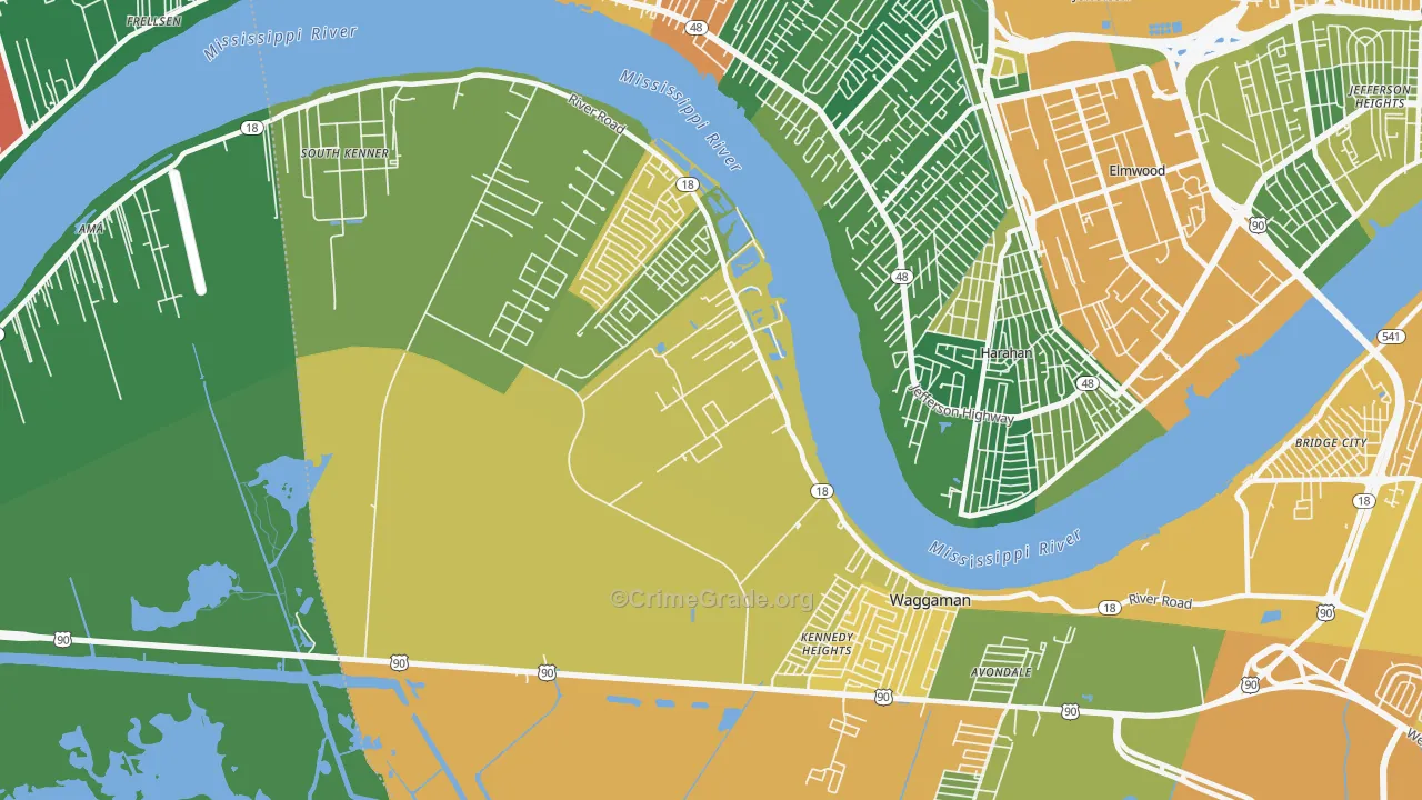 Waggaman, LA Map of Vandalism Rates