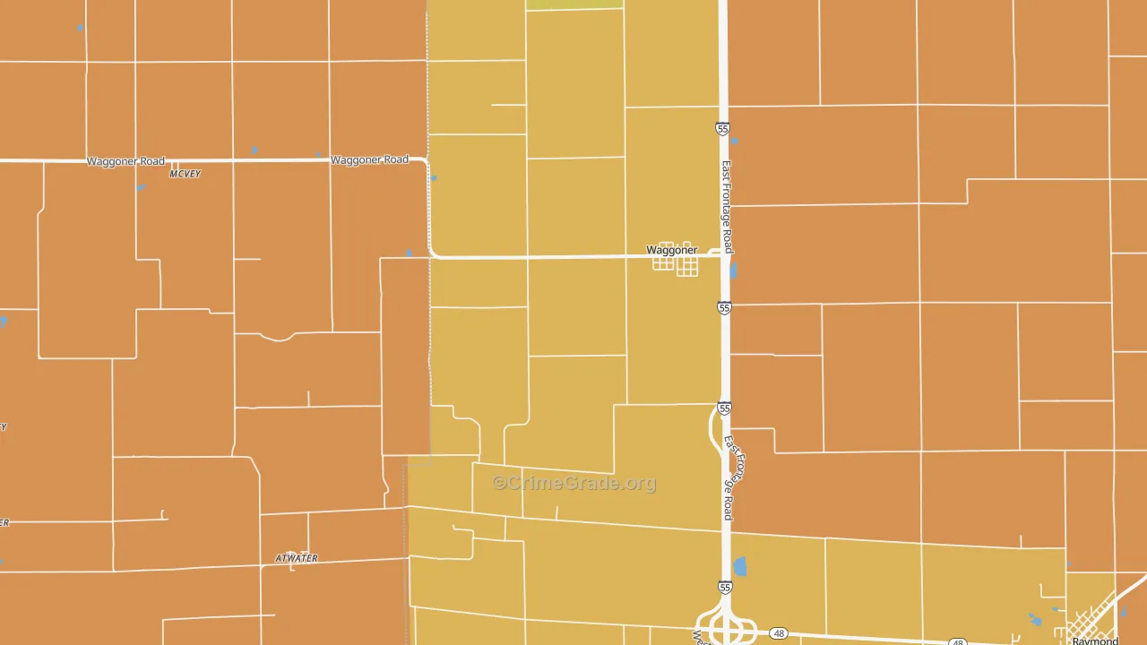Waggoner, IL Map of Vandalism Rates