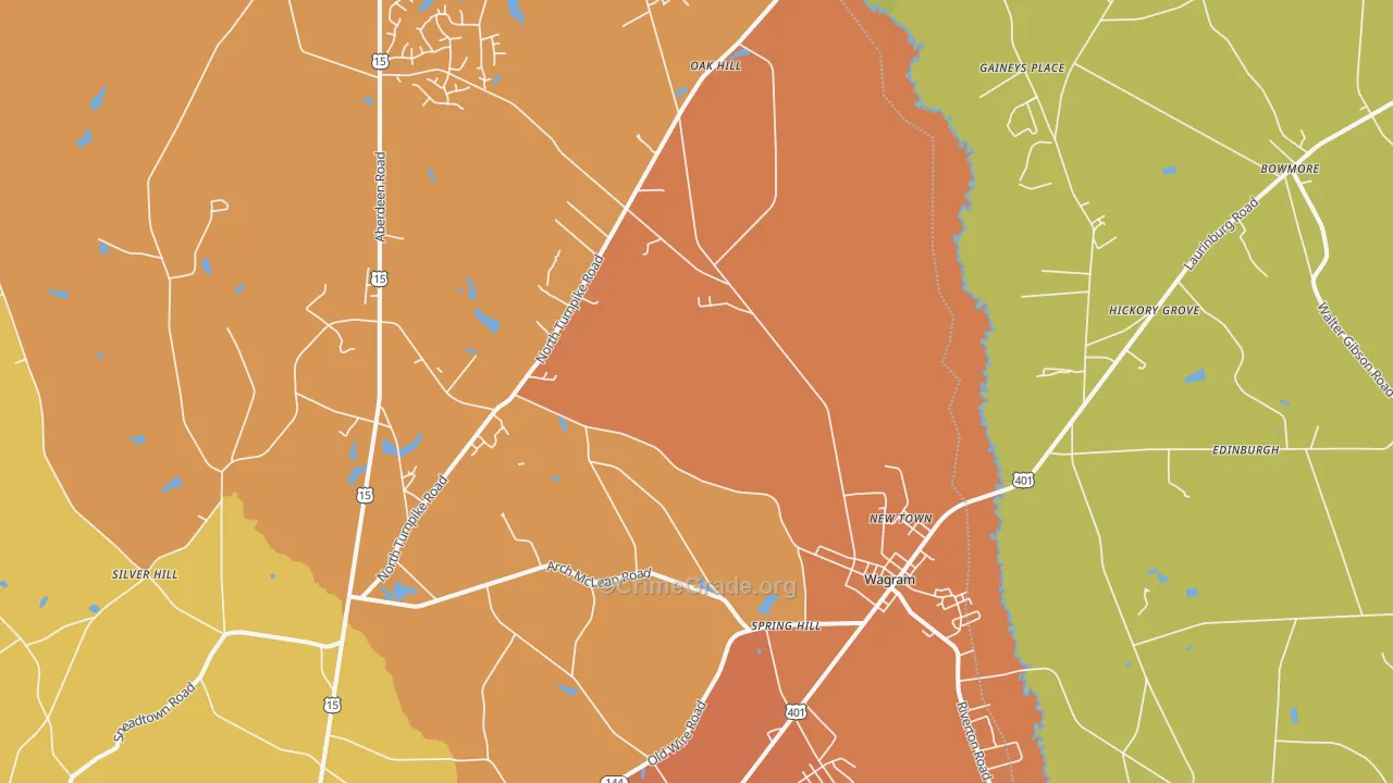Wagram, NC Map of Vandalism Rates