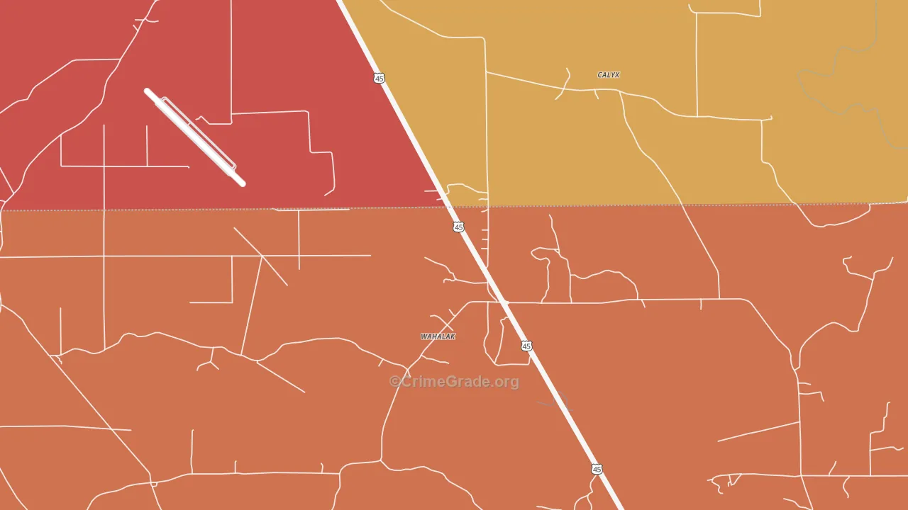 Wahalak, MS Map of Vandalism Rates