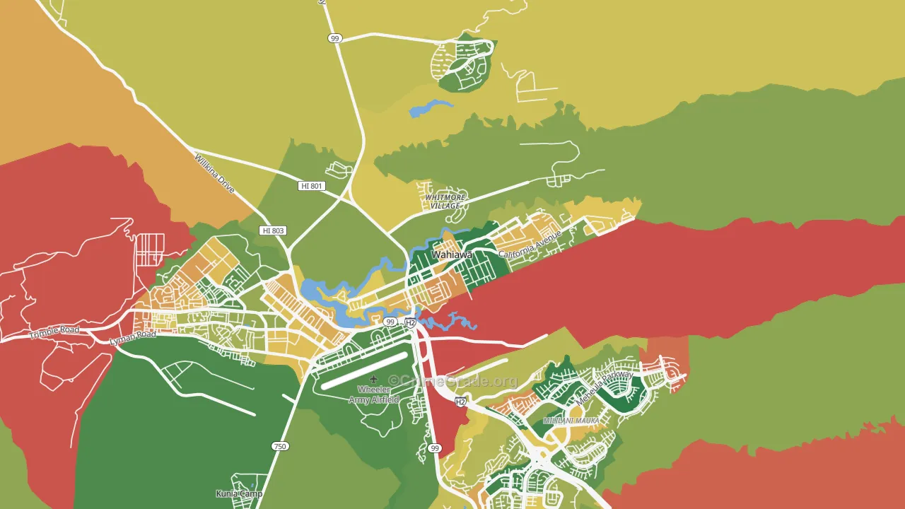 Wahiawa, HI Map of Vandalism Rates