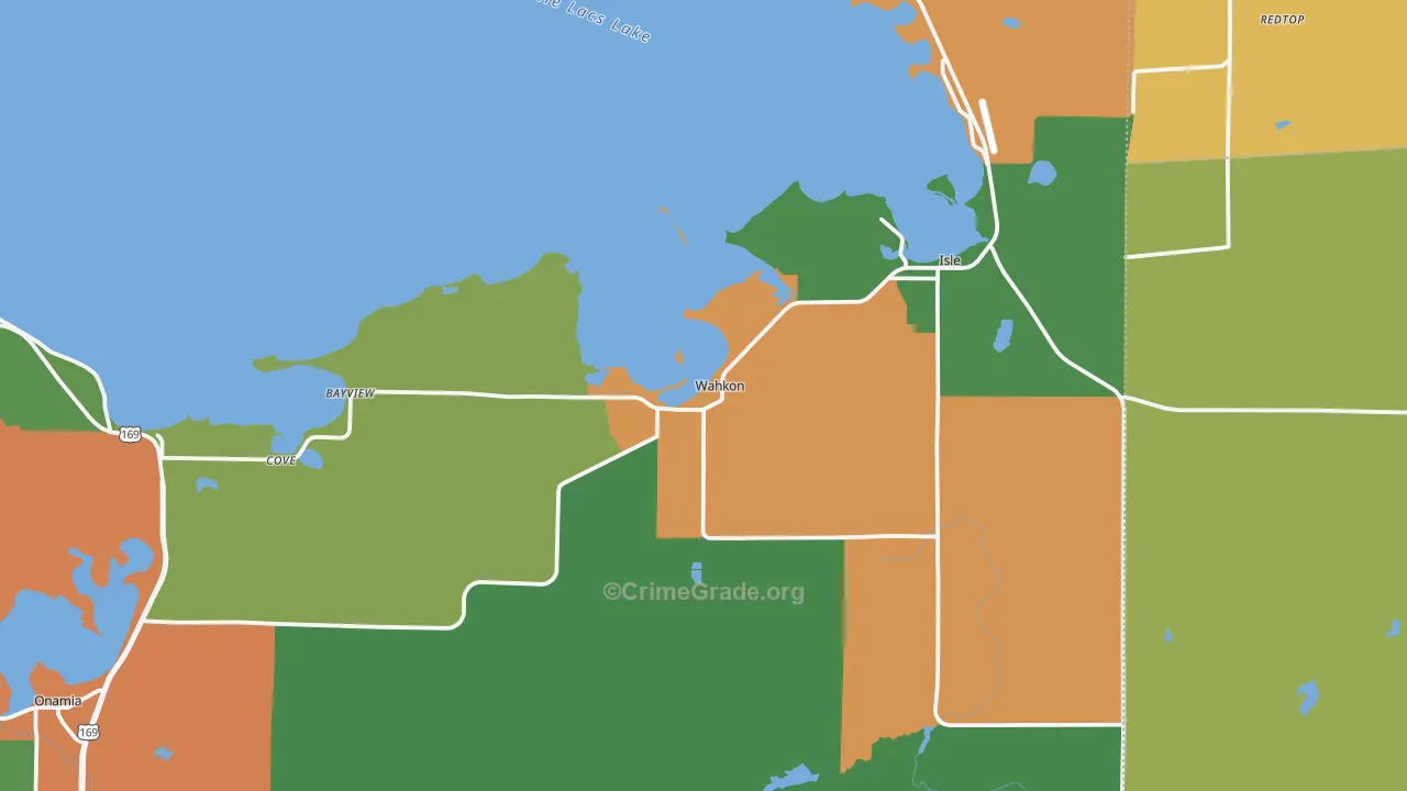 Wahkon, MN Map of Vandalism Rates