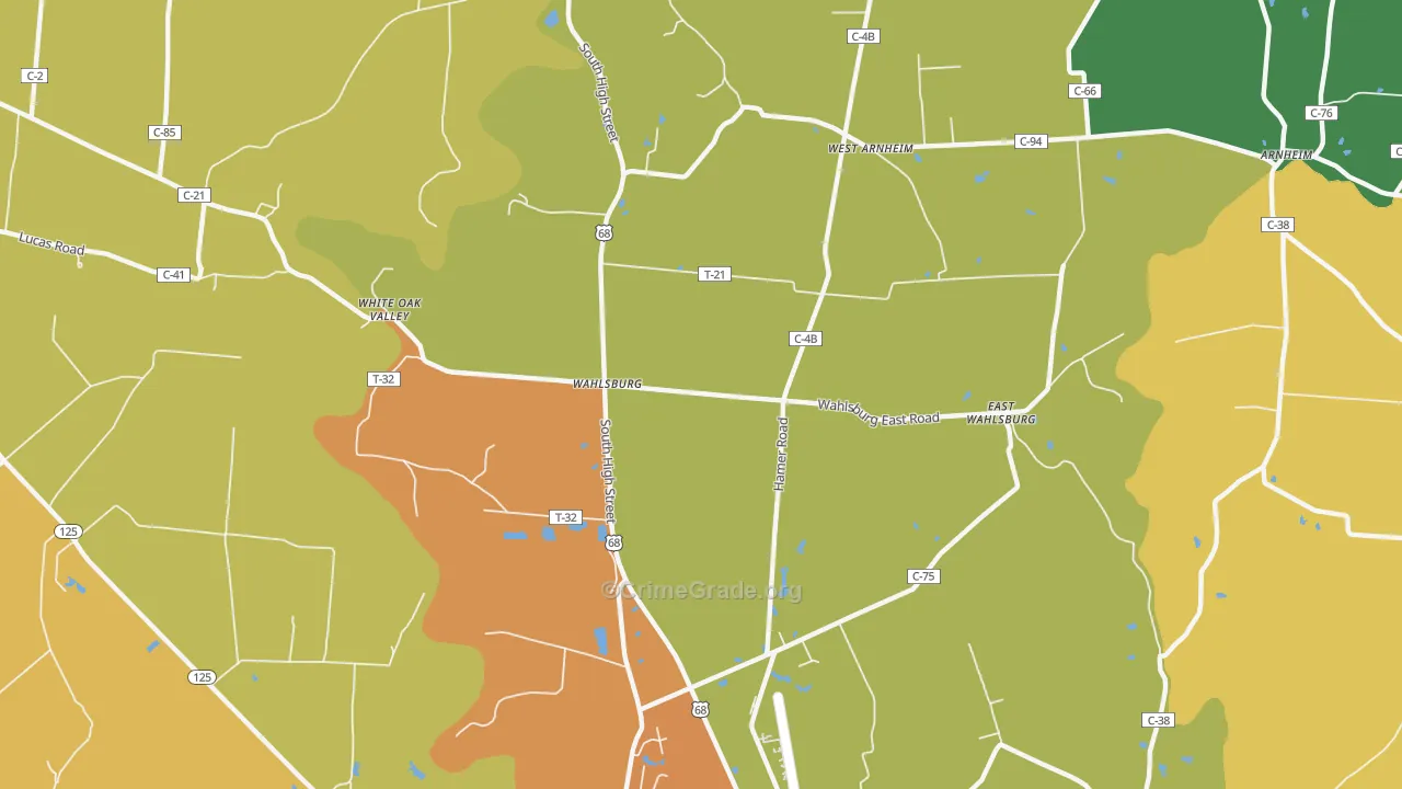 Wahlsburg, OH Map of Vandalism Rates