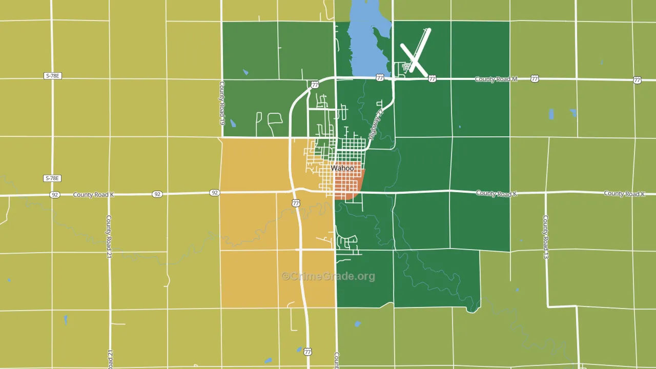 Wahoo, NE Map of Vandalism Rates