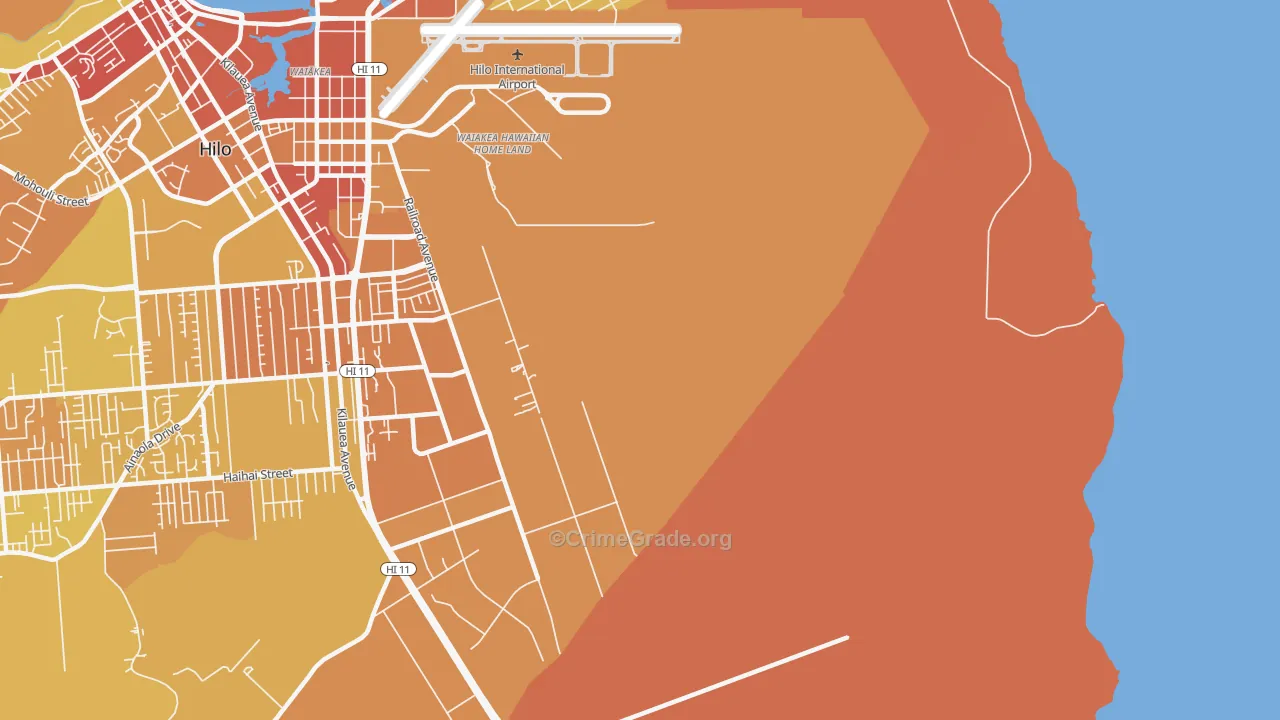 Waiakea, HI Map of Vandalism Rates