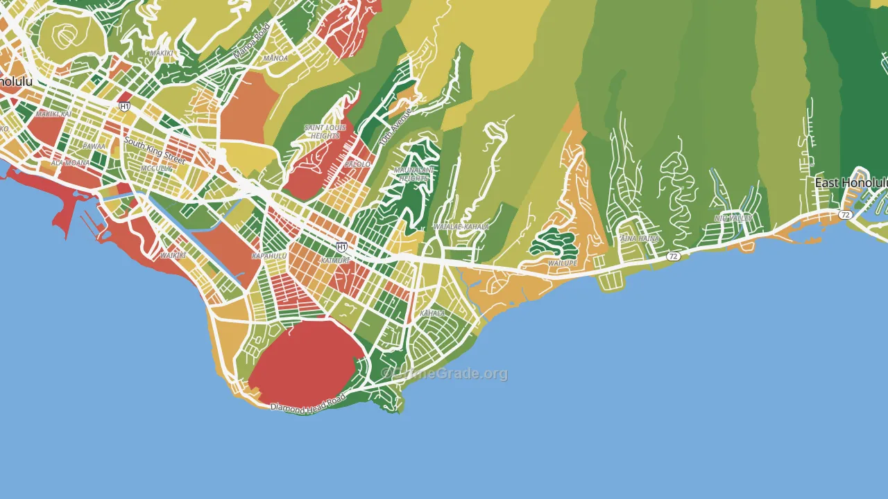Waialae-Kahala, Honolulu, HI Map of Vandalism Rates