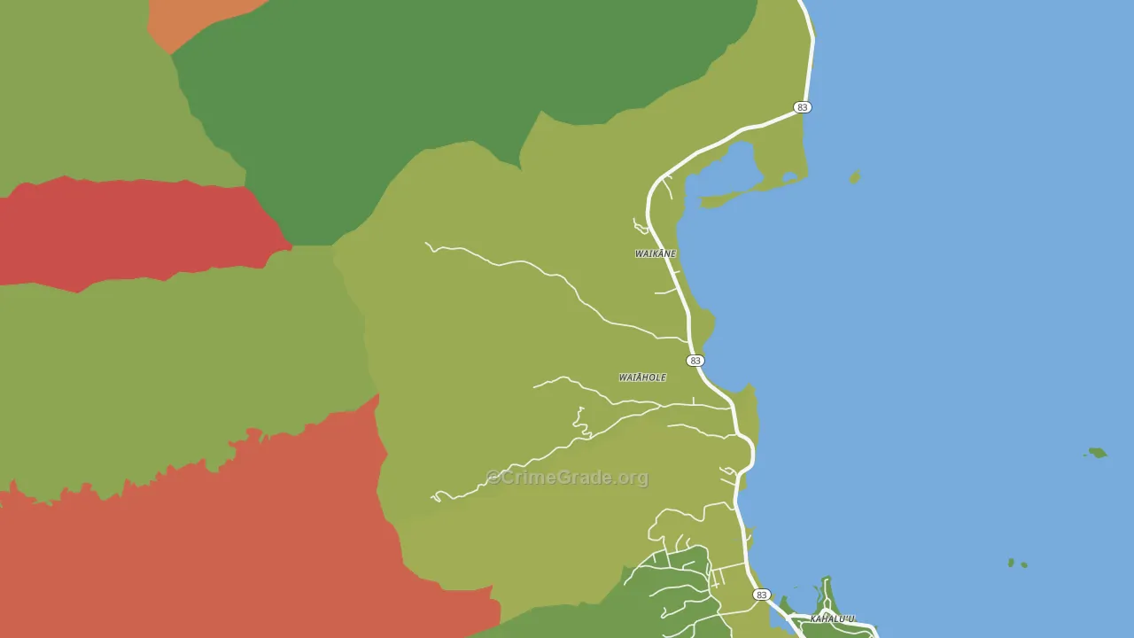 Waikane, HI Map of Vandalism Rates