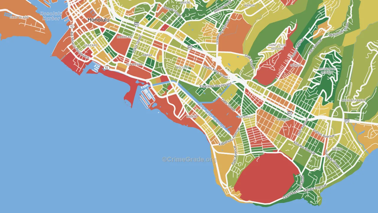 Waikiki, Honolulu, HI Map of Vandalism Rates