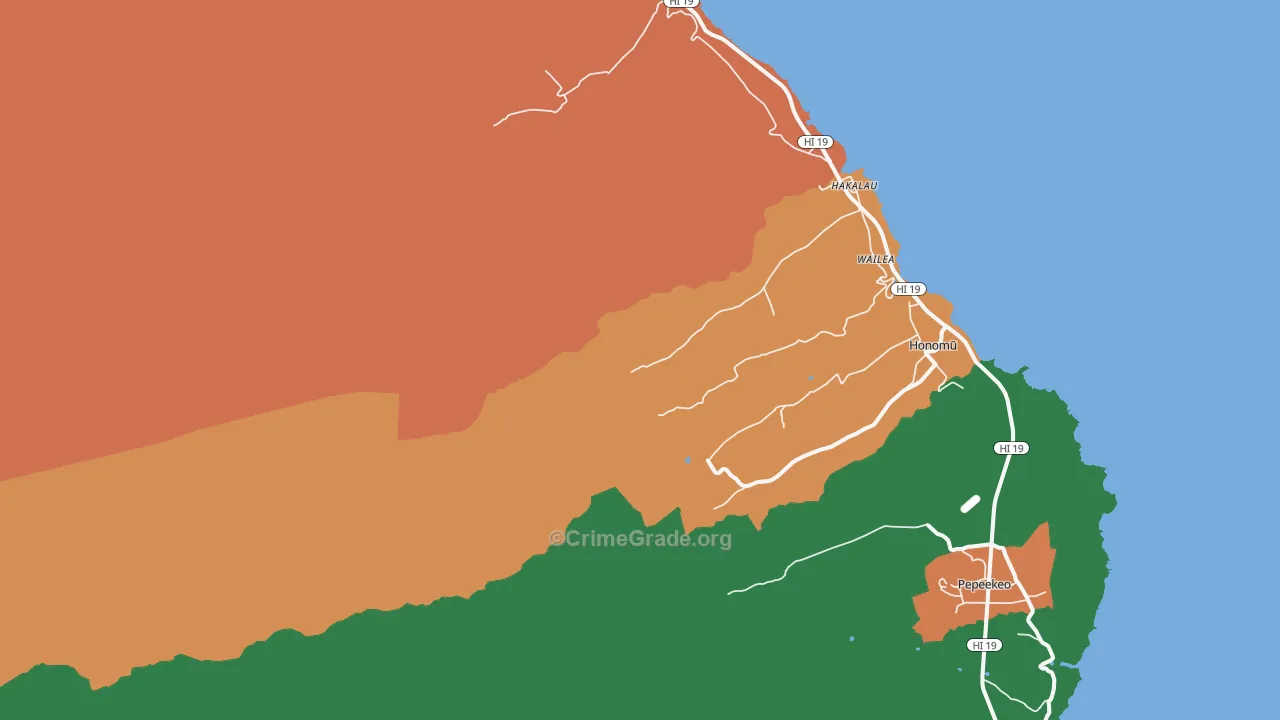 Wailea, HI Map of Vandalism Rates