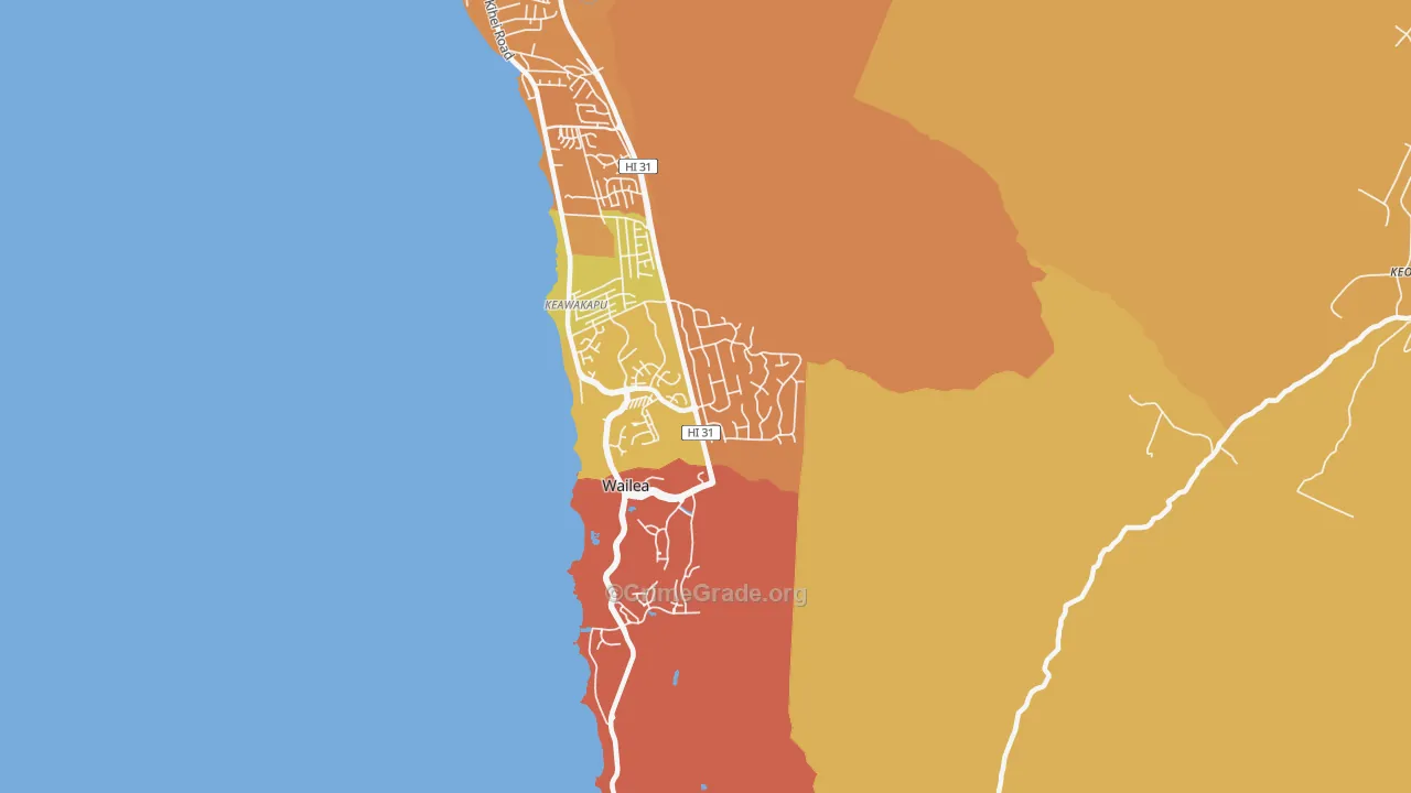 Wailea, Kihei, HI Map of Vandalism Rates
