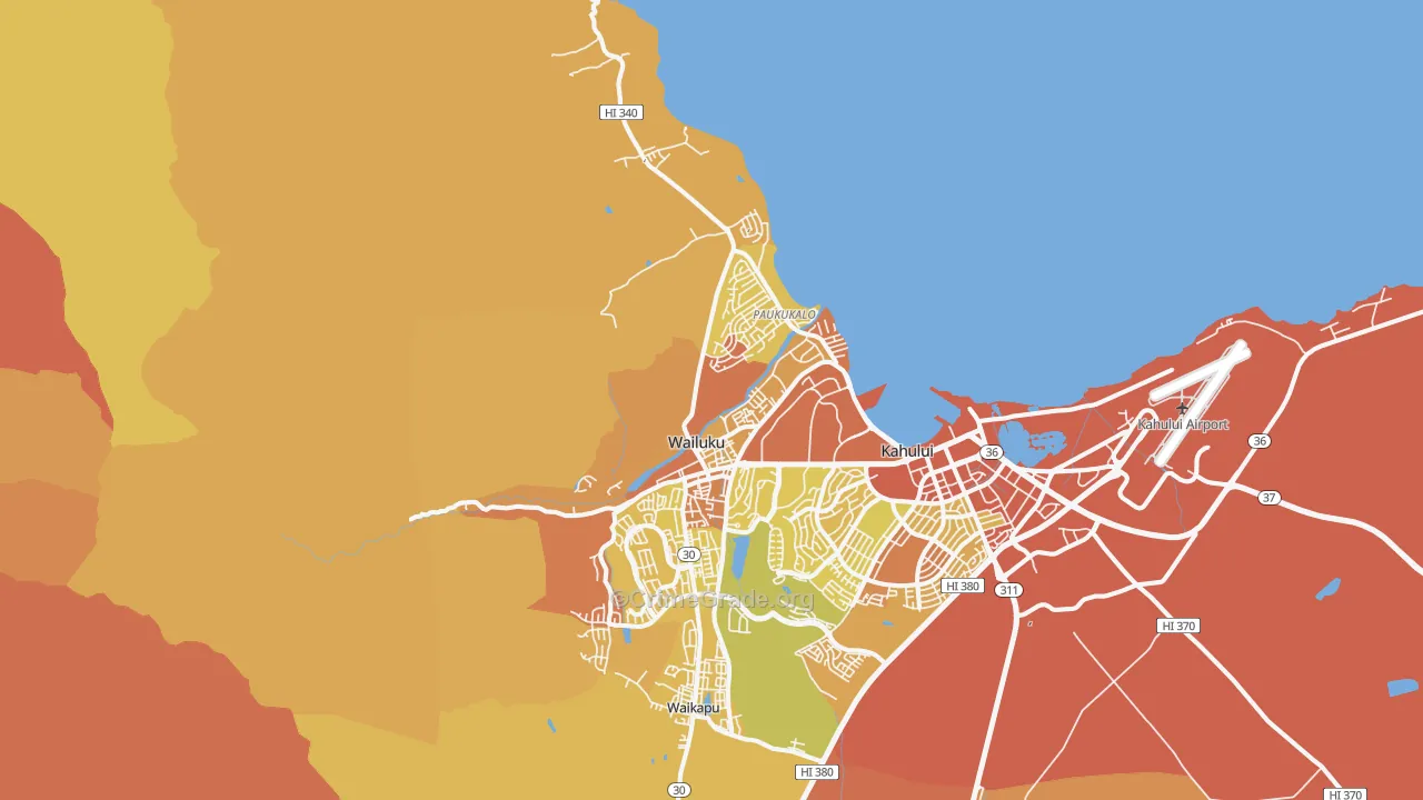 Wailuku, HI Map of Vandalism Rates