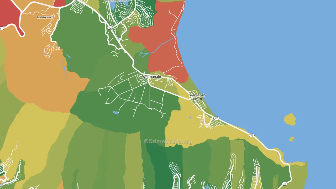 Waimanalo, HI Map of Vandalism Rates