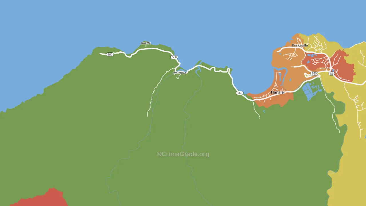 Wainiha, HI Map of Vandalism Rates