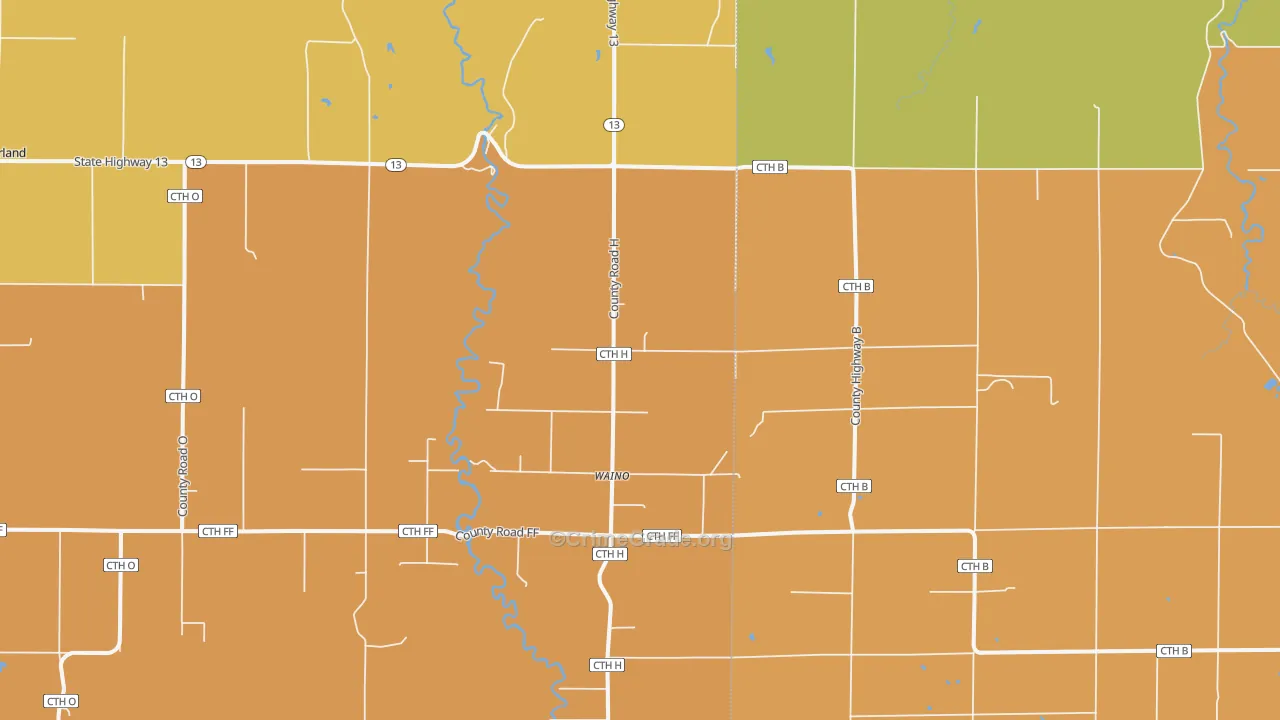 Waino, WI Map of Vandalism Rates
