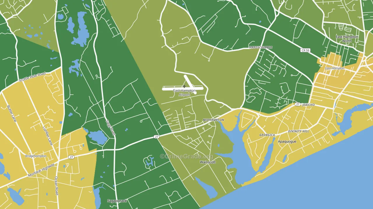 Wainscott, NY Map of Vandalism Rates