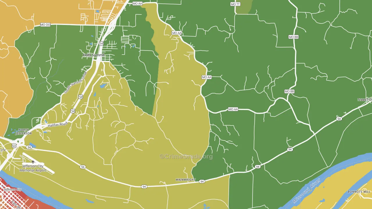 Wainwright, MO Map of Vandalism Rates