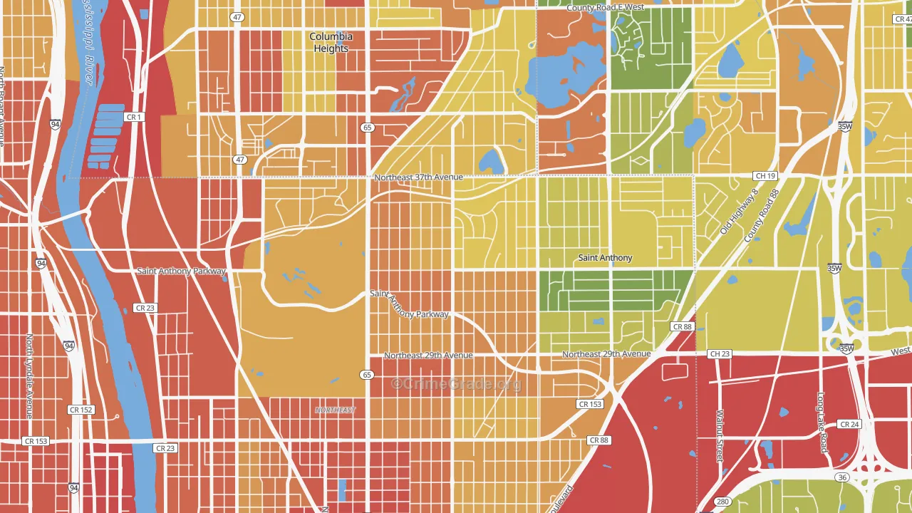 Waite Park, Minneapolis, MN Map of Vandalism Rates