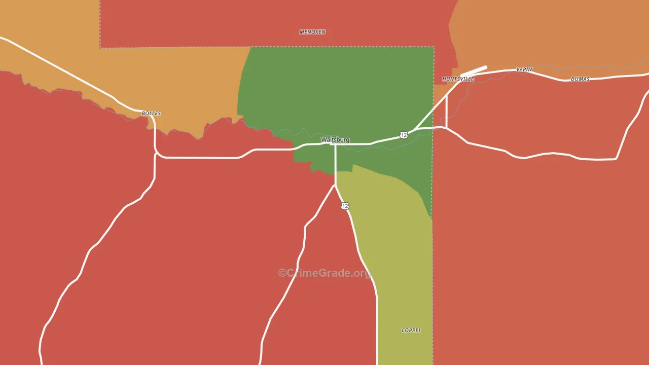 Waitsburg, WA Map of Vandalism Rates