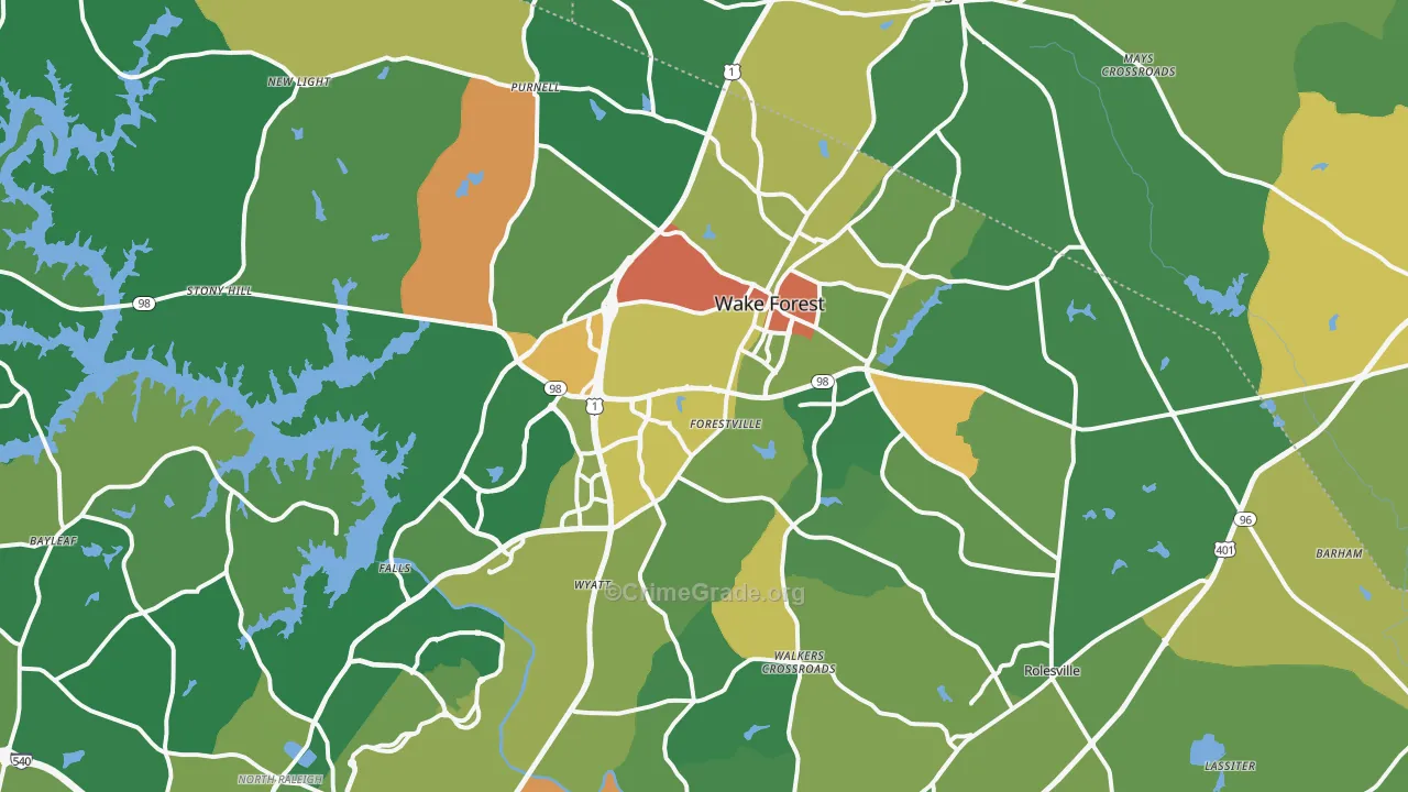 Wake Forest, NC Map of Vandalism Rates