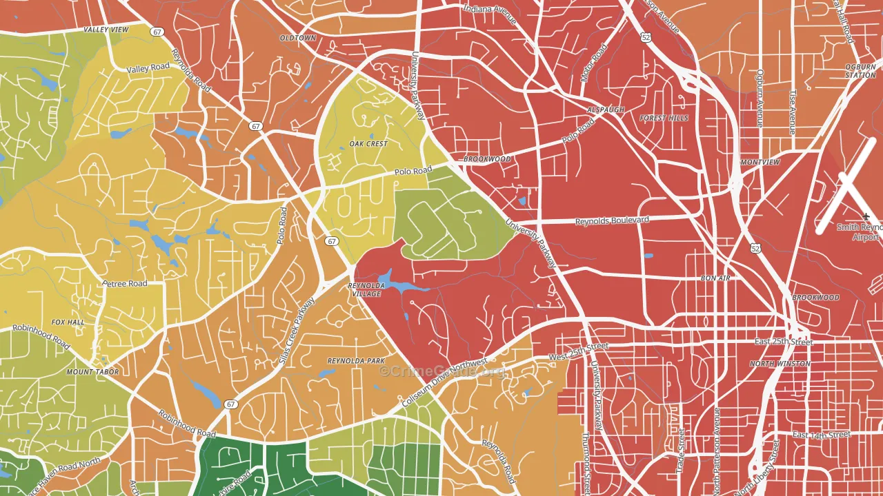 Wake Forest University, Winston-Salem, NC Map of Vandalism Rates