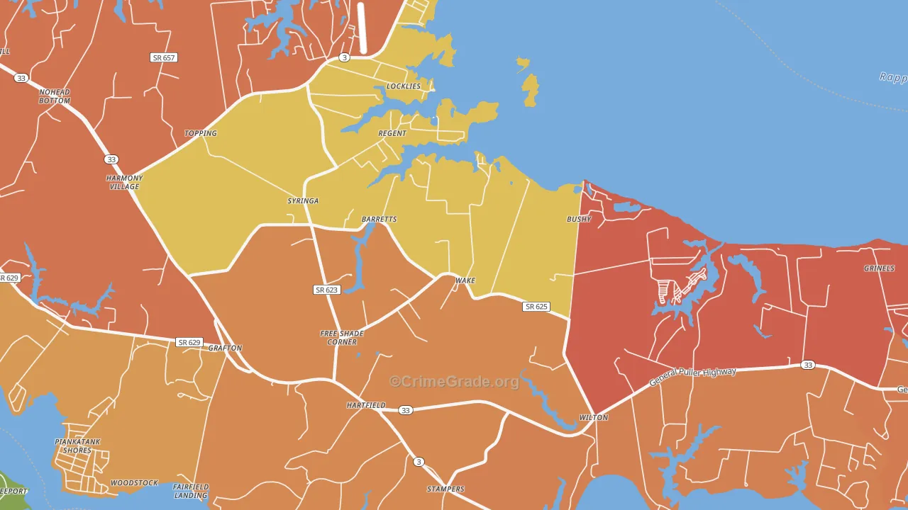 Wake, VA Map of Vandalism Rates