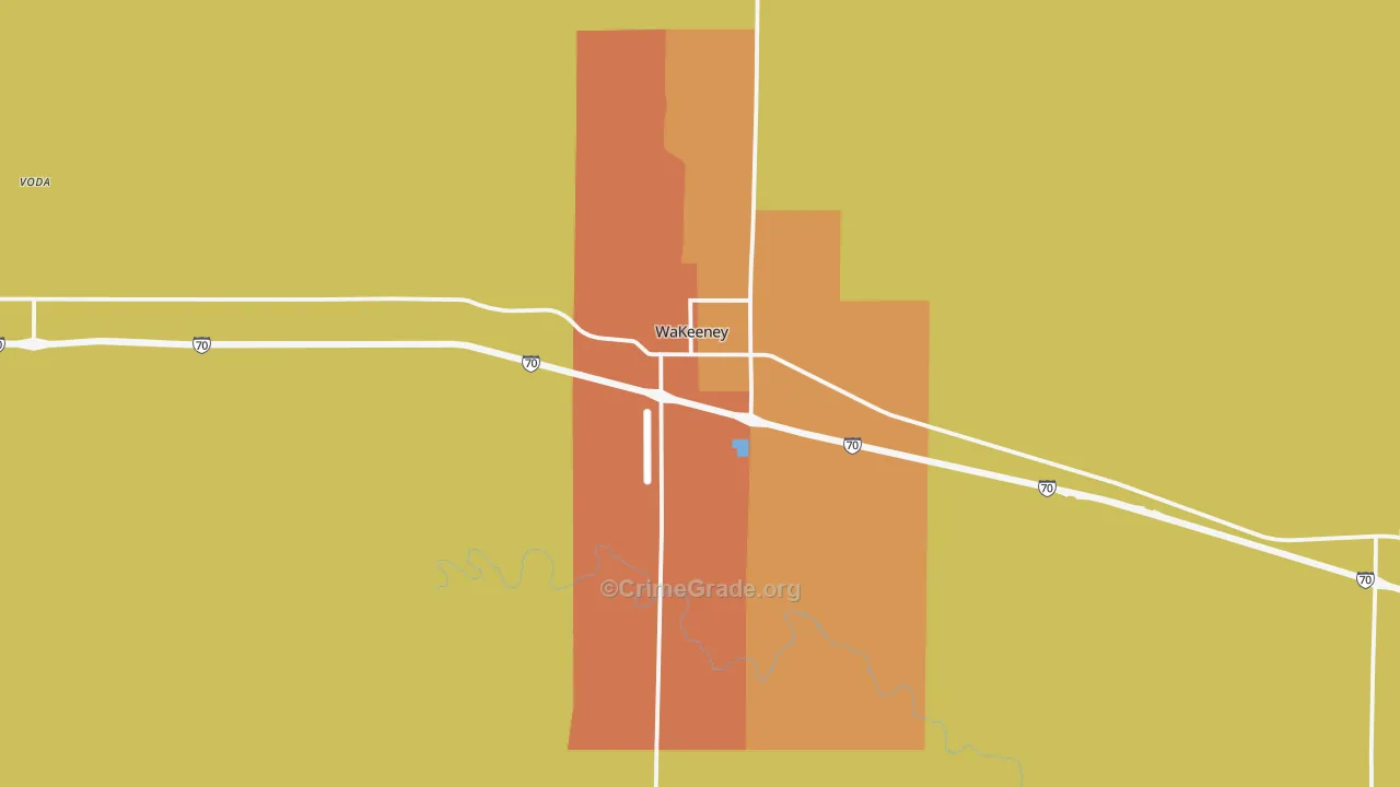 Wakeeney, KS Map of Vandalism Rates
