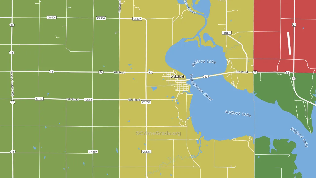 Wakefield, KS Map of Vandalism Rates