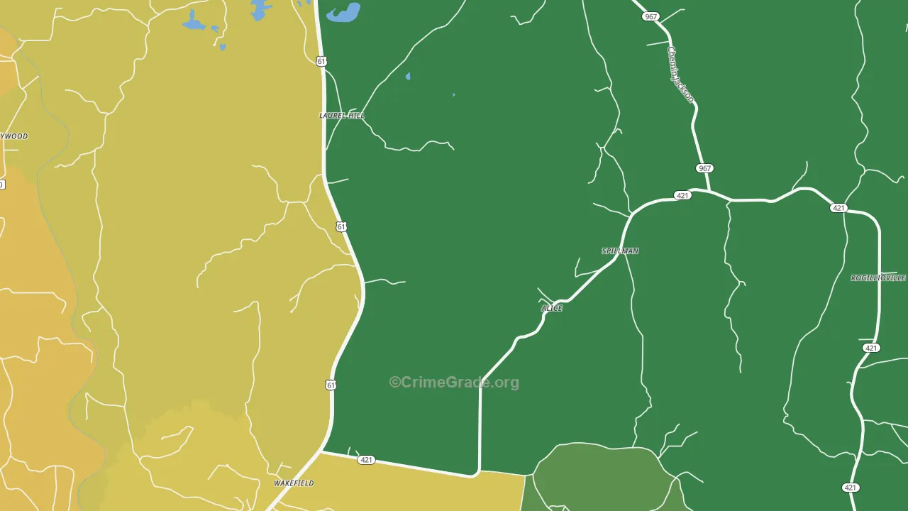 Wakefield, LA Map of Vandalism Rates