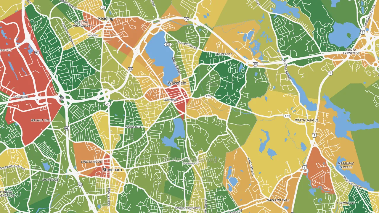 Wakefield, MA Map of Vandalism Rates