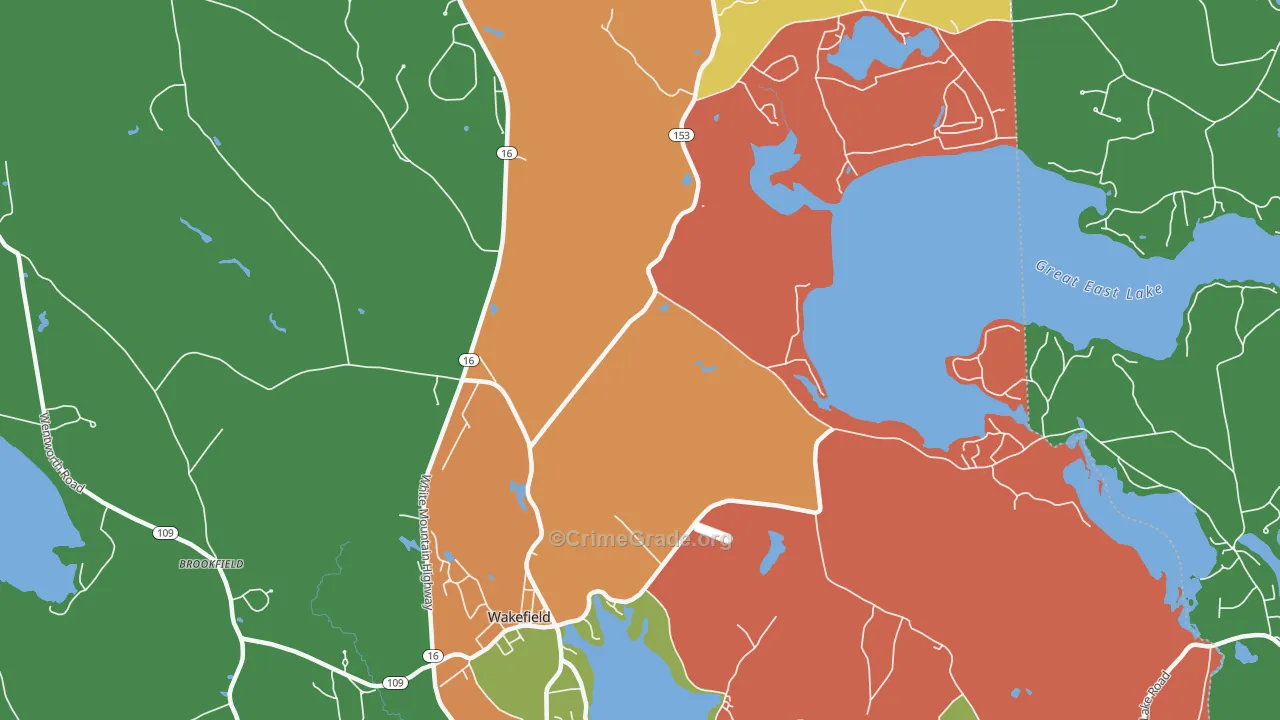 Wakefield, NH Map of Vandalism Rates