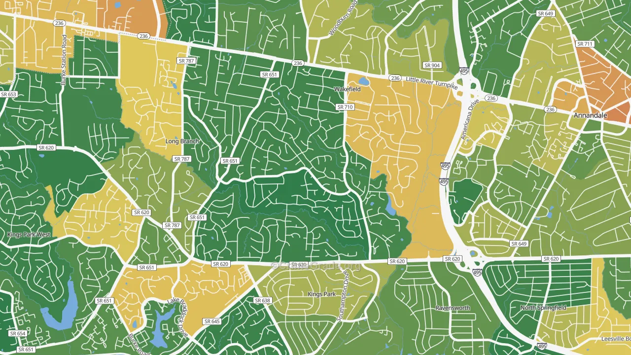 Wakefield Park, Annandale, VA Map of Vandalism Rates