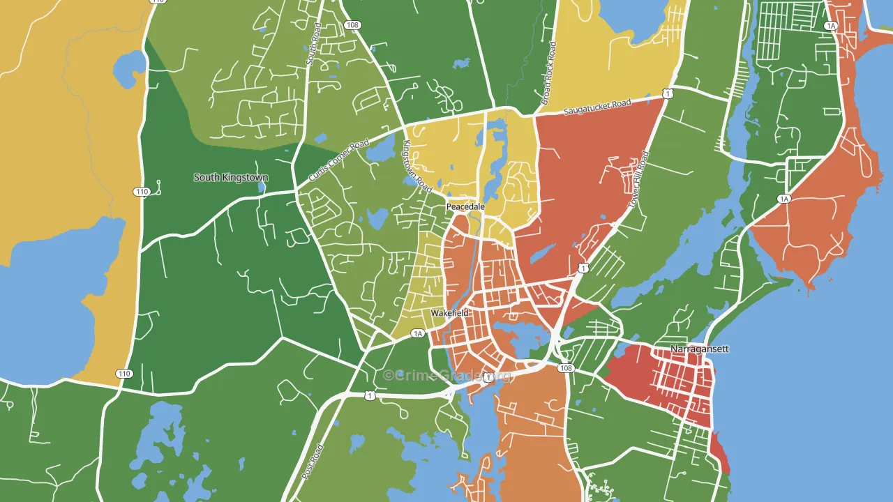Wakefield-Peacedale, RI Map of Vandalism Rates