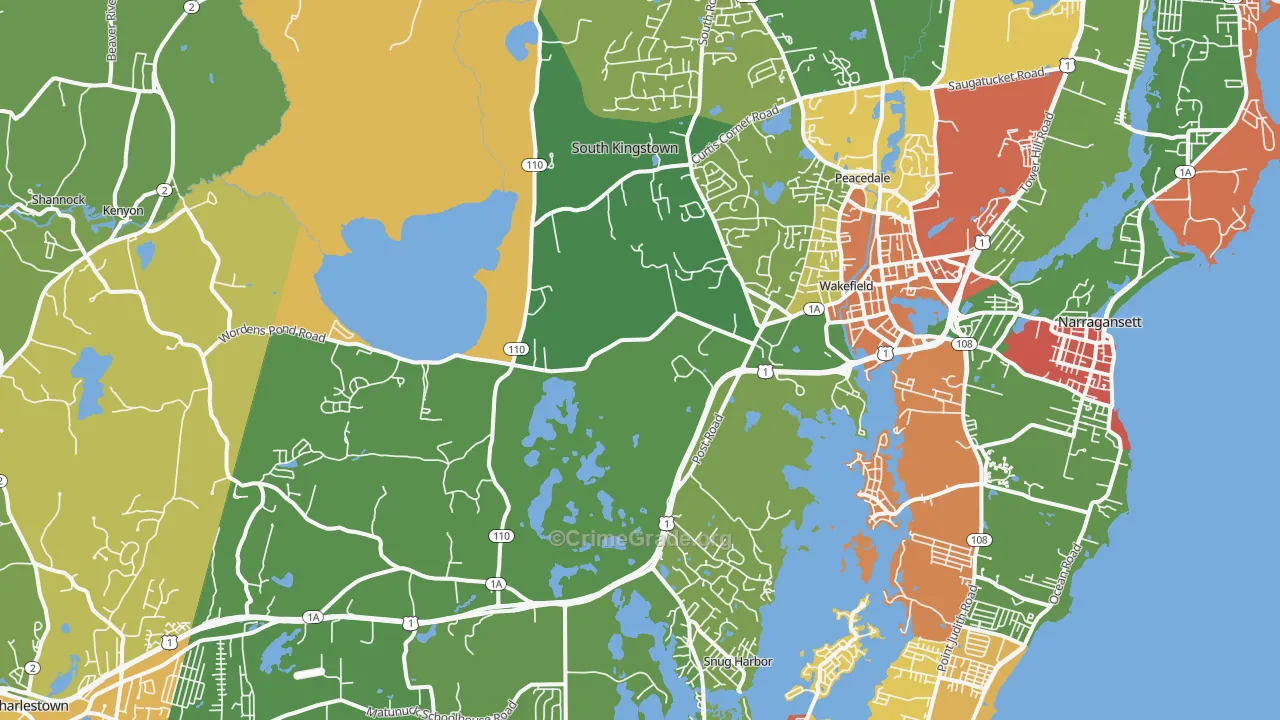 Wakefield, RI Map of Vandalism Rates