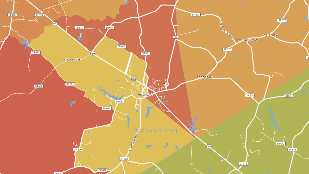 Wakefield, VA Map of Vandalism Rates