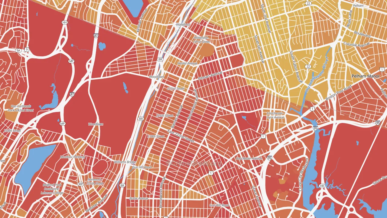 Wakefield-Williamsbridge, Bronx, NY Map of Vandalism Rates